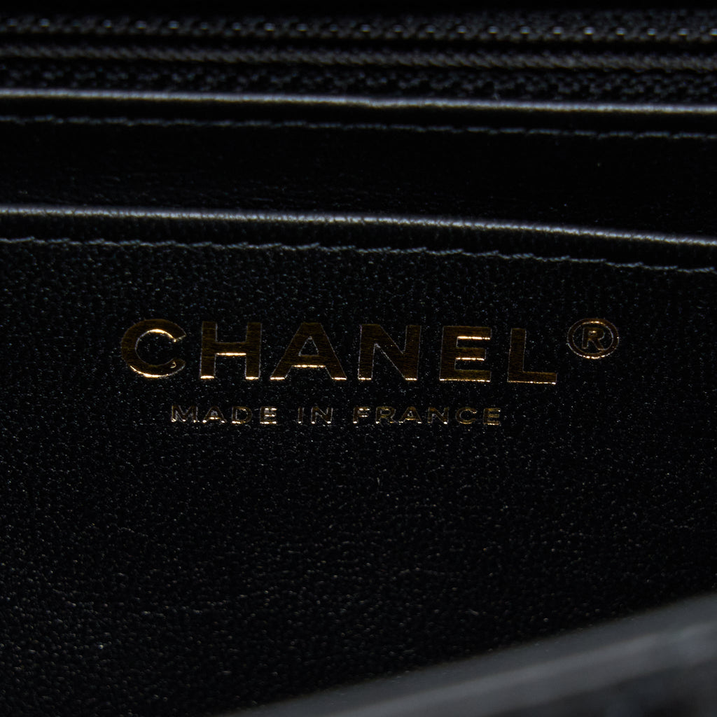 CHANEL MINI 2.55 REISSUE FLAP BAG AGED CALFSKIN BLACK BRUSHED GHW (MICROCHIP)