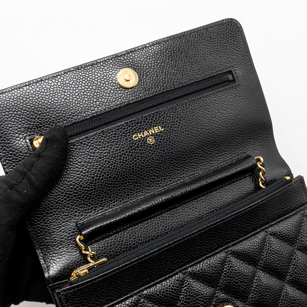 CHANEL CLASSIC WALLET ON CHAIN CAVIAR BLACK GHW