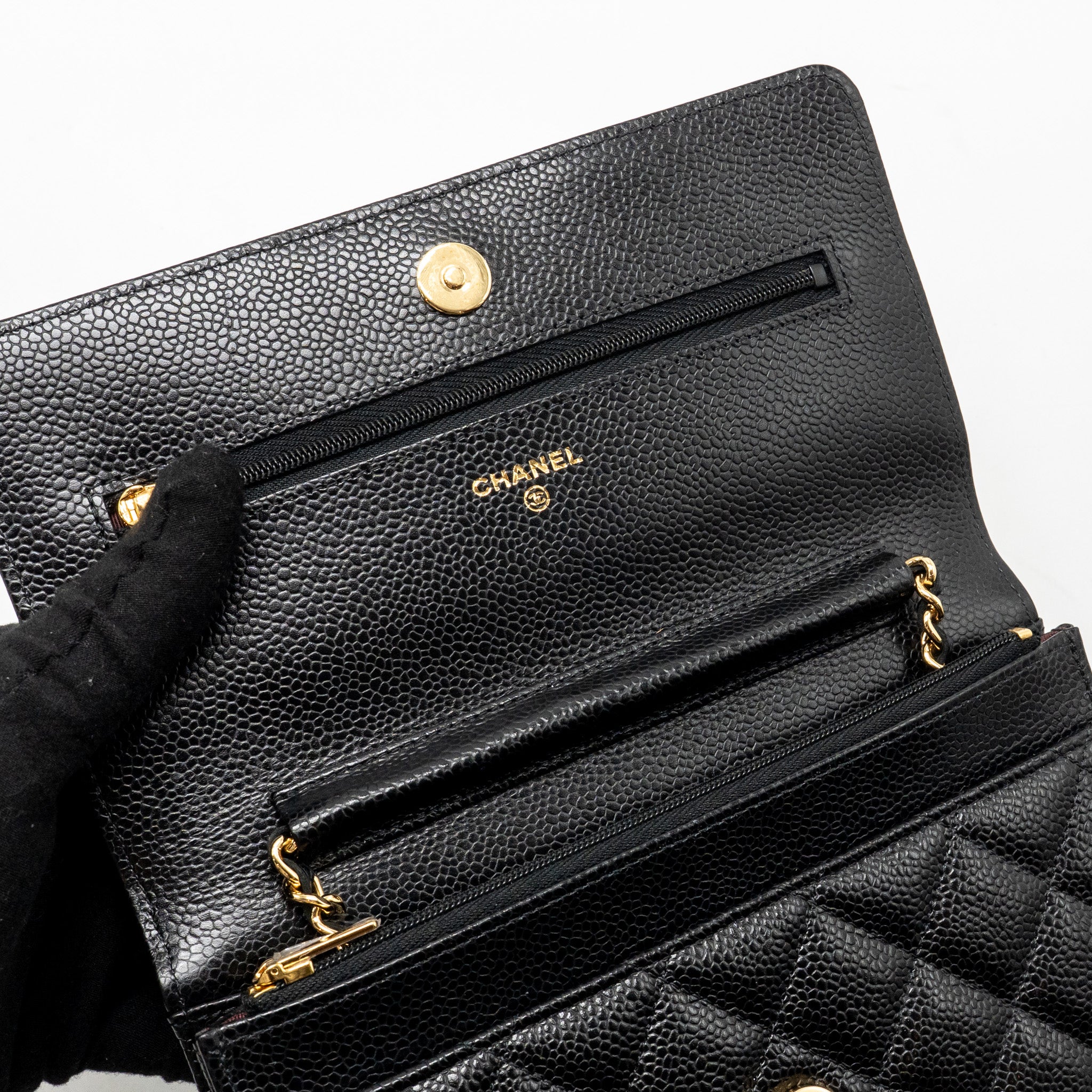 CHANEL CLASSIC WALLET ON CHAIN CAVIAR BLACK GHW