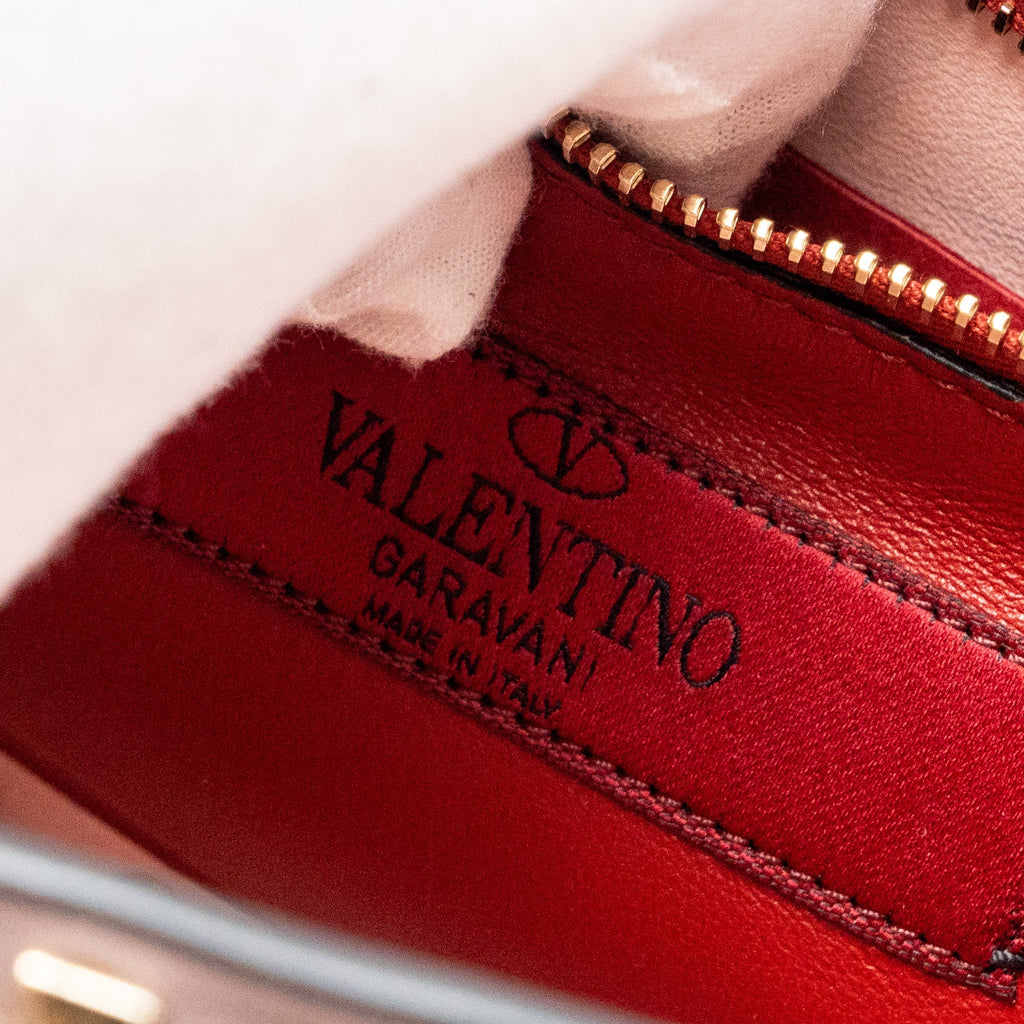 VALENTINO GARAVANI ROCKSTUD SPIKE SHOULDER BAG LEATHER PINK LGHW