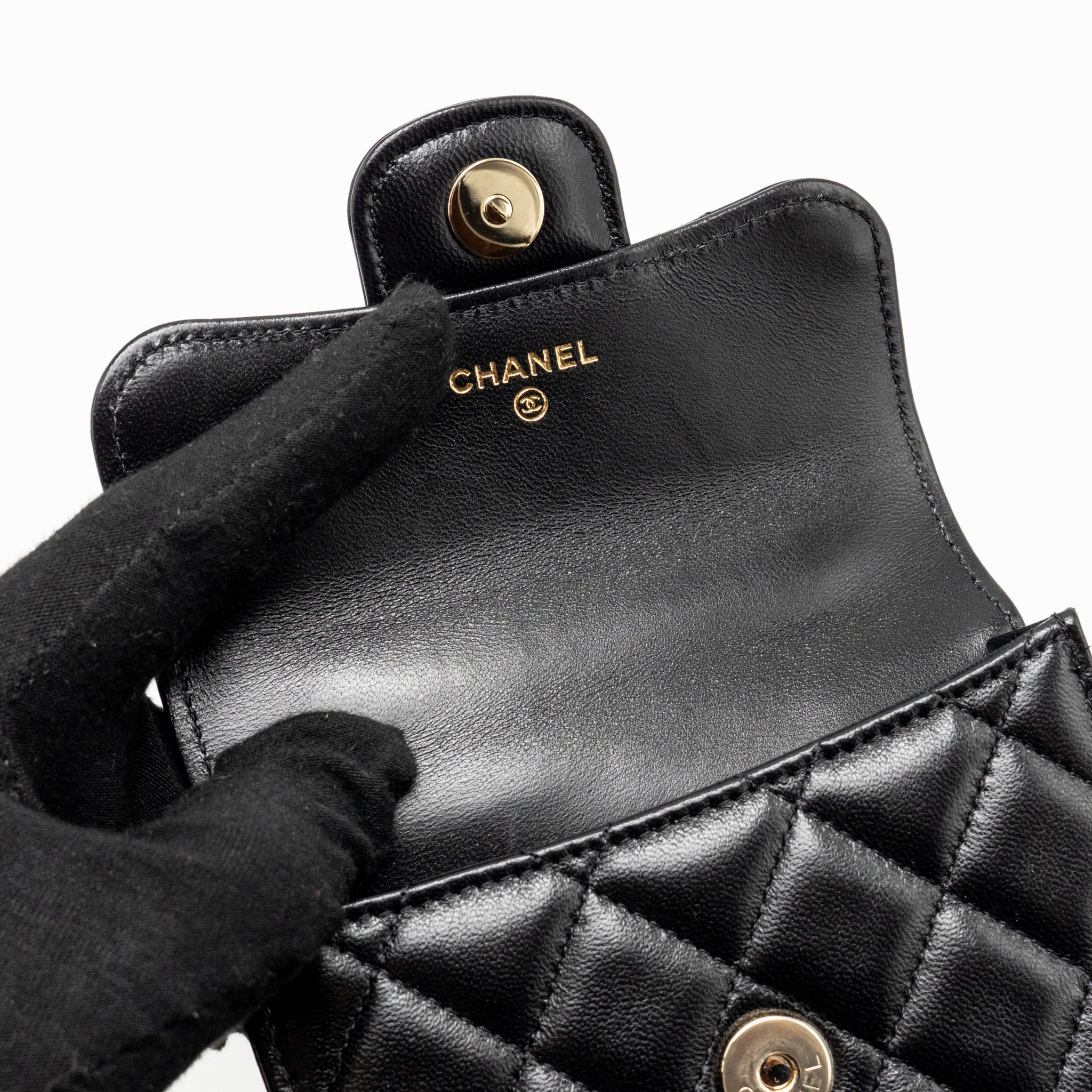 CHANEL TOP HANDLE MINI FLAP BAG LAMBSKIN BLACK LGHW