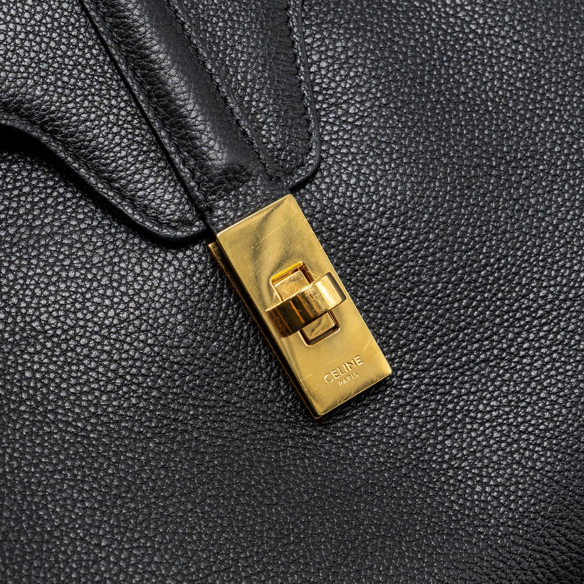 CELINE MEDIUM SOFT 16 BAG GRAINED CALFSKIN BLACK GHW