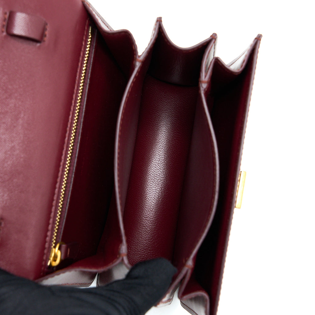 CELINE MINI BOX CALFSKIN BURGUNDY GHW