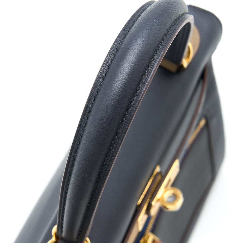 HERMES KELLY 25 COLORMATIC SWIFT BLUE NUIT/CHAI/ETOUPE/GOLD/BLACK GHW