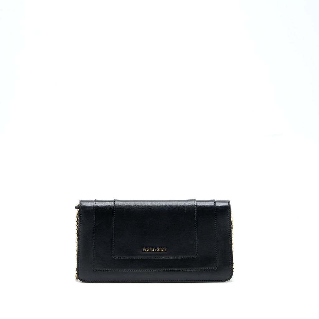 BVLGARI SERPENTI CLUTCH WITH CHAIN CALFSKIN BLACK GHW