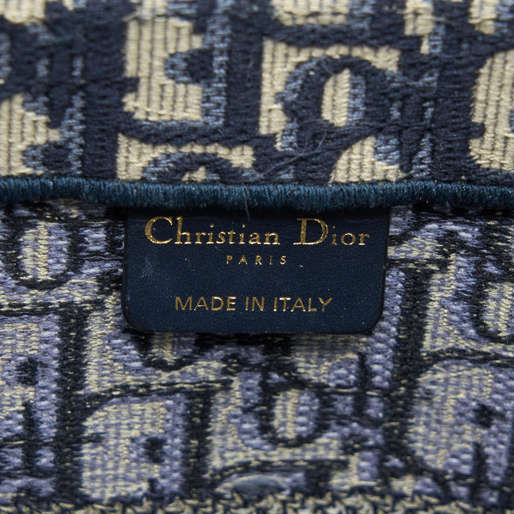 DIOR MEDIUM BOOK TOTE OBLIQUE EMBROIDERY BLUE