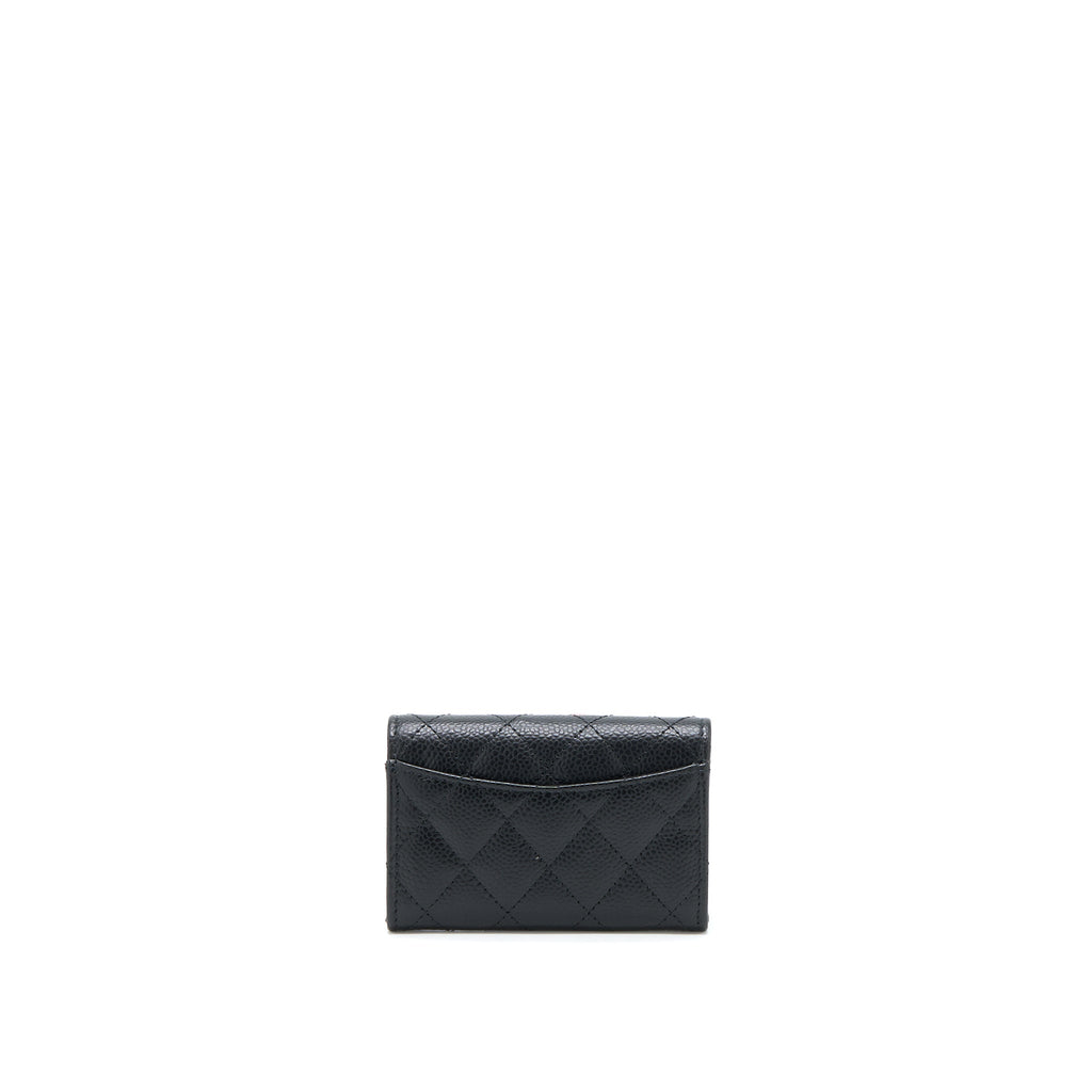 CHANEL CLASSIC FLAP CARD HOLDER CAVIAR BLACK GHW (MICROCHIP)