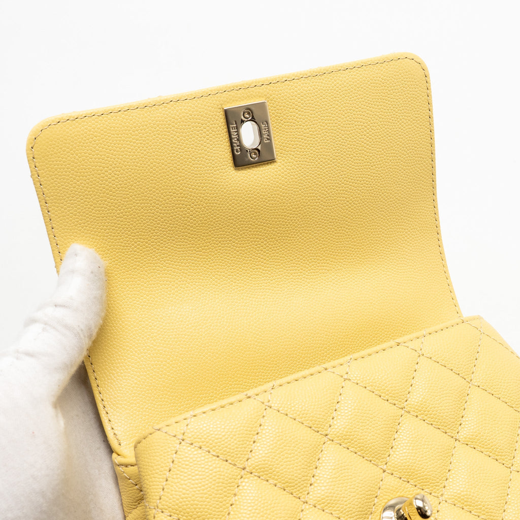 CHANEL MINI COCO HANDLE CAVIAR YELLOW LGHW (MICROCHIP)