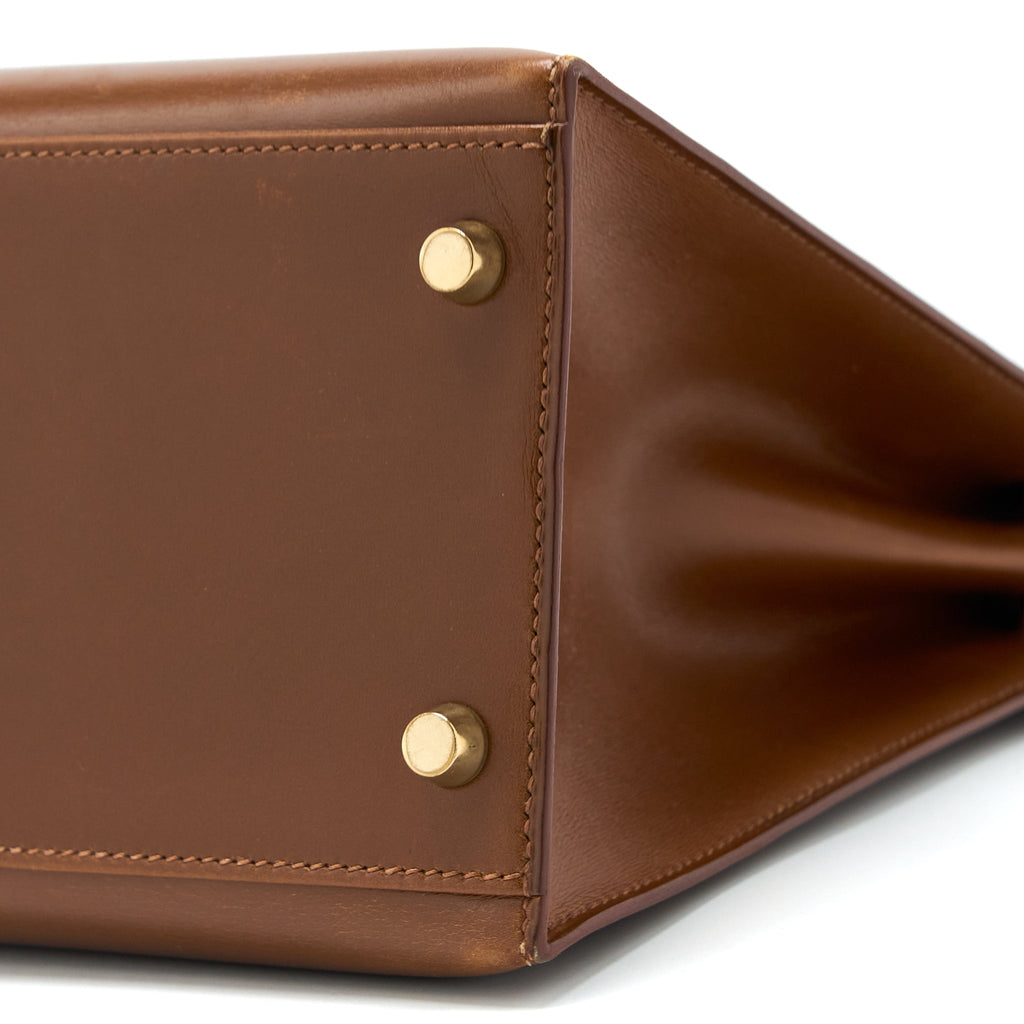 HERMES VINTAGE KELLY 32 BOX BROWN GHW