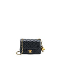 CHANEL PEARL CRUSH MINI SQUARE FLAP BAG LAMBSKIN BLACK GHW (MICROCHIP)