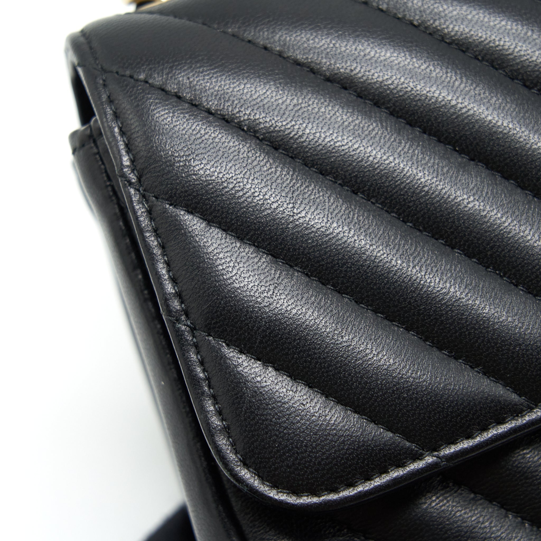CHANEL MINI SQUARE CHEVRON FLAP BAG BLACK LGHW