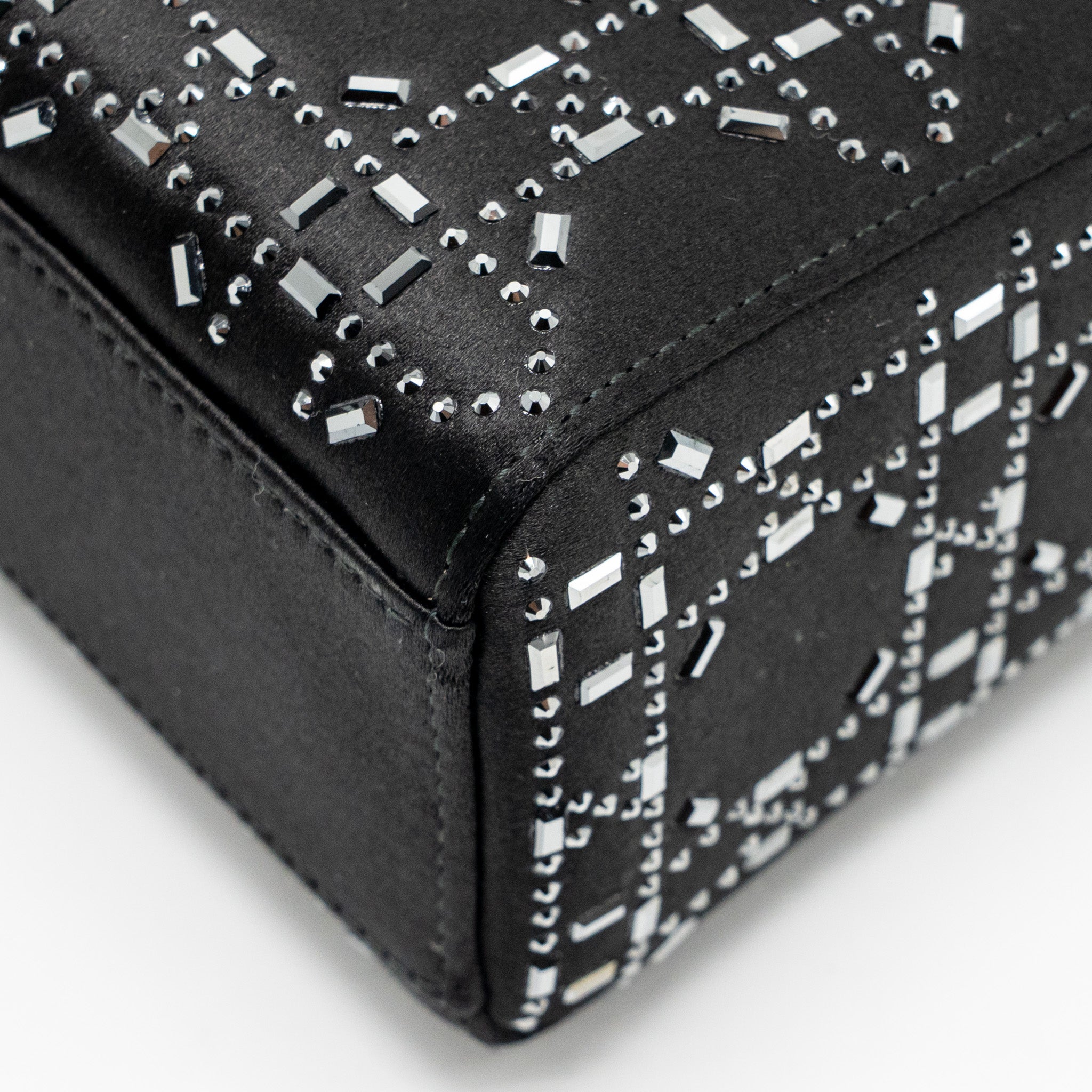 DIOR MINI LADY DIOR SATIN CRYSTAL BLACK SHW