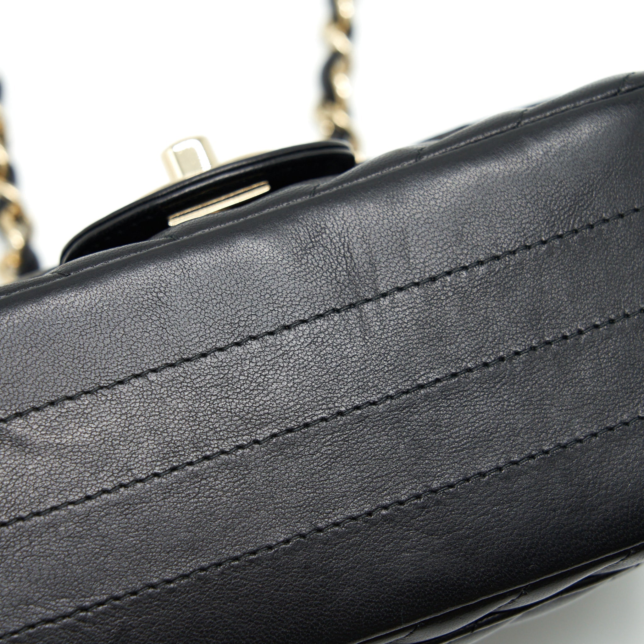 CHANEL MINI SQUARE CHEVRON FLAP BAG BLACK LGHW