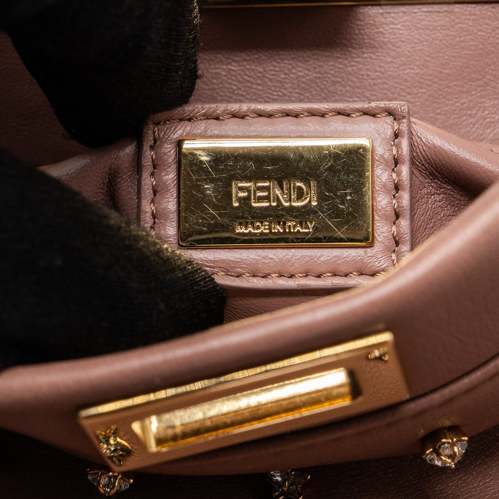 FENDI MINI PEEKABOO STAR CRYSTAL LAMBSKIN DARK PINK GHW