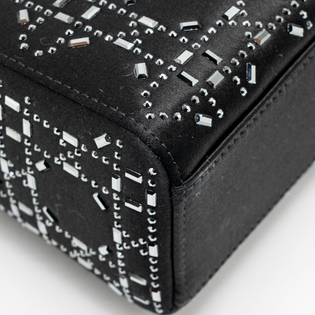 DIOR MINI LADY DIOR SATIN CRYSTAL BLACK SHW