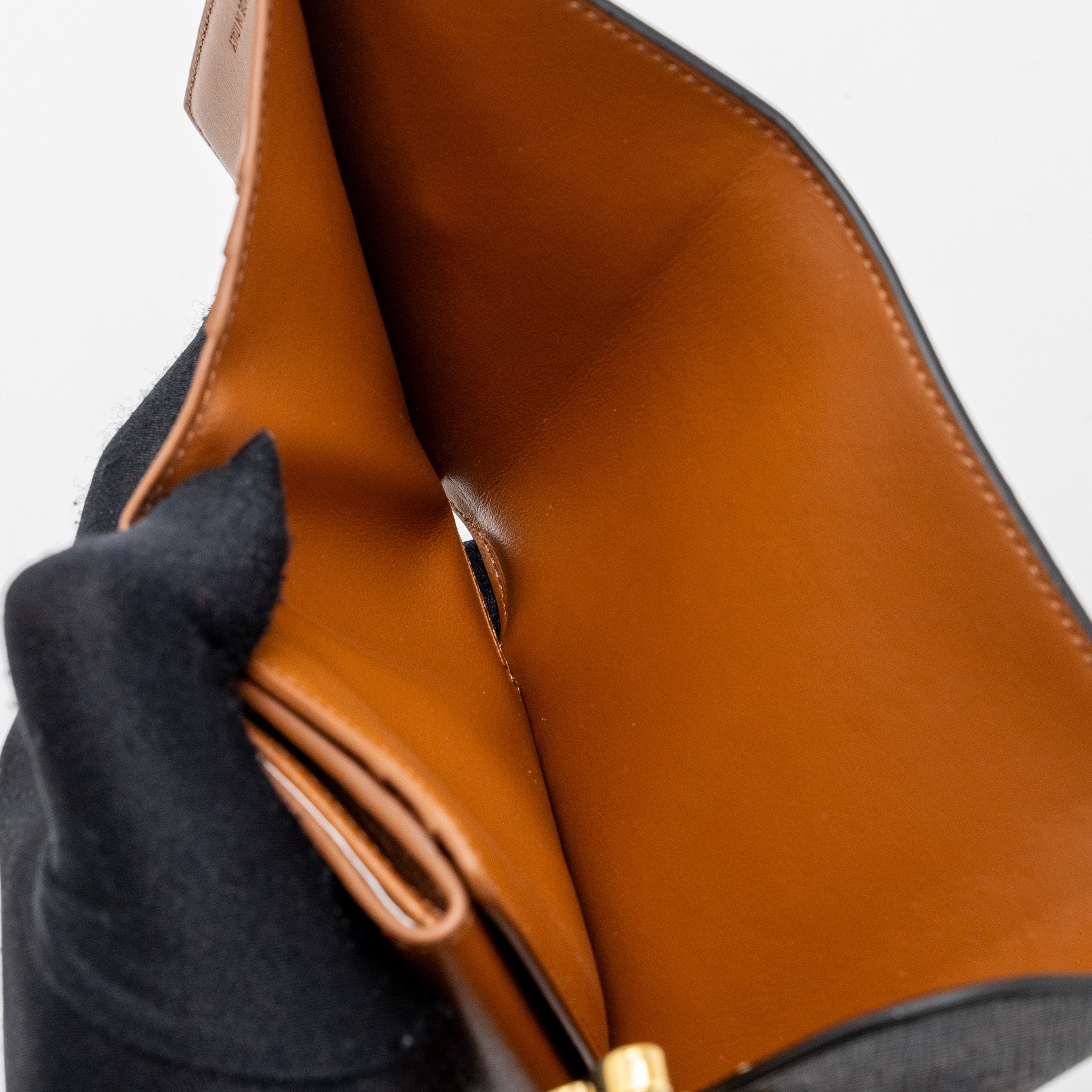 CELINE SMALL TRIOMPHE FLAP WALLET CANVAS TAN GHW