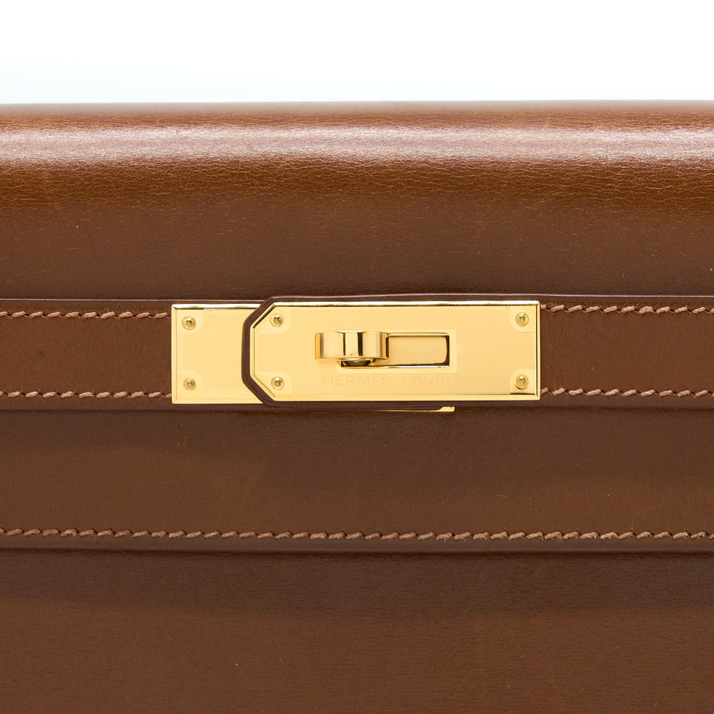 HERMES VINTAGE KELLY 32 BOX BROWN GHW