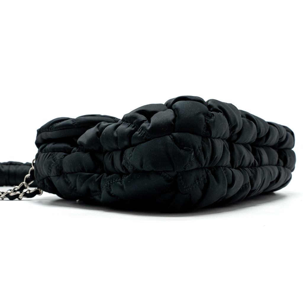 CHANEL QUILTED FLAP SHOULDER BAG NYLON BLACK SHW