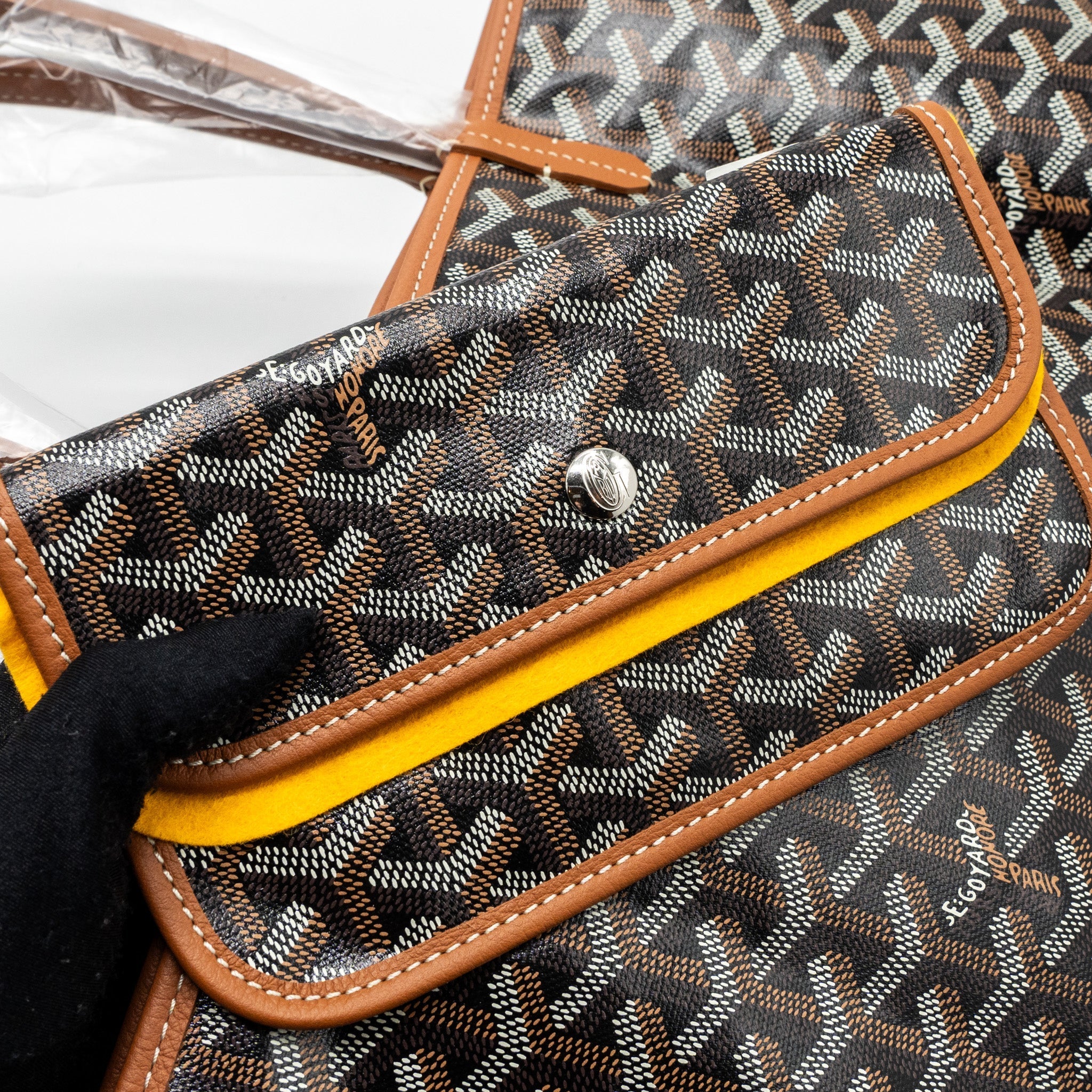 GOYARD SAINT LOUIS PM TOTE CANVAS BLACK/ BROWN SHW