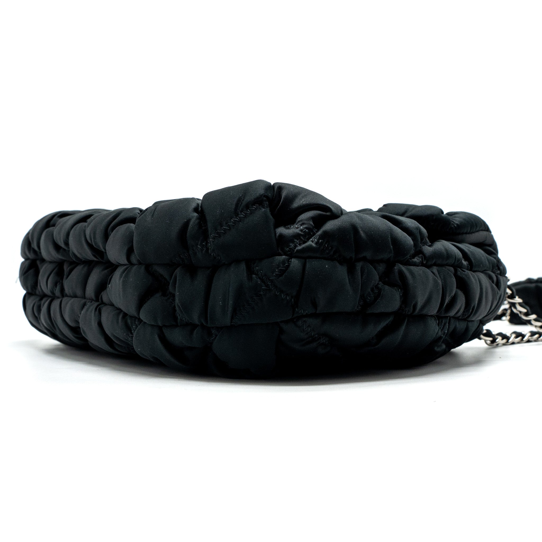 CHANEL QUILTED FLAP SHOULDER BAG NYLON BLACK SHW