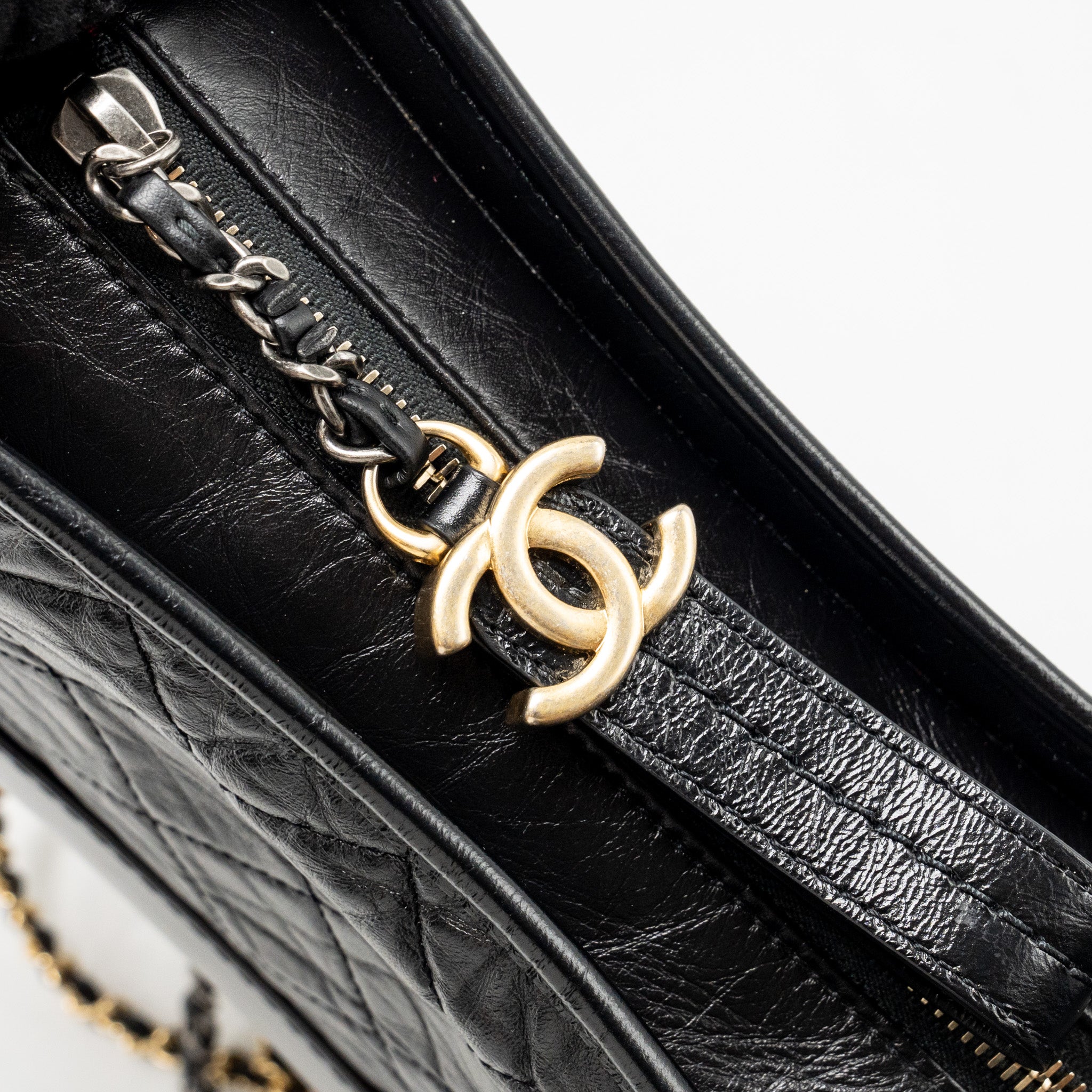 CHANEL SMALL GABRIELLE HOBO BAG AGED CALFSKIN BLACK MULTICOLOUR HARDWARE