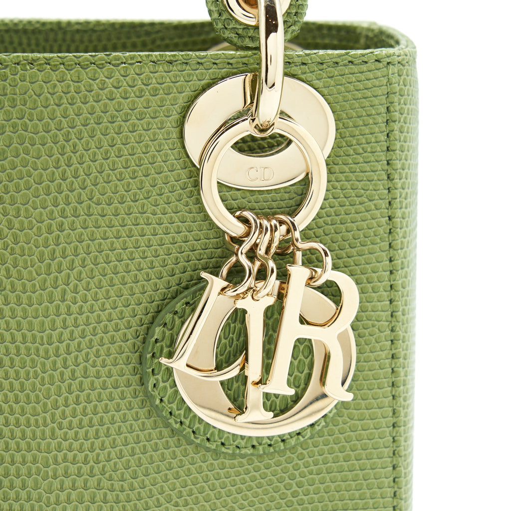 DIOR MINI LADY DIOR LIZARD LIGHT GREEN SHW