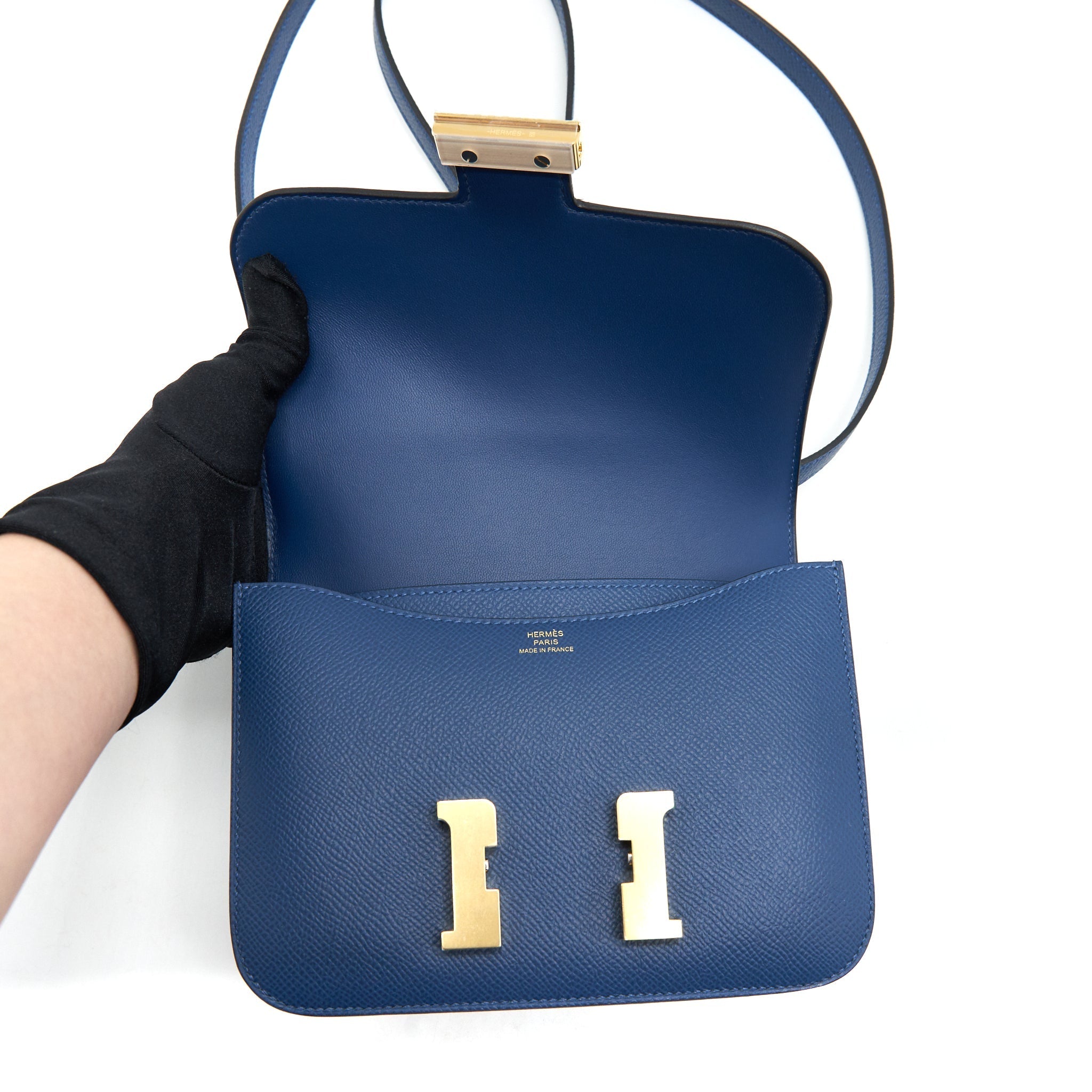 HERMES MINI CONSTANCE EPSOM S4 DEEP BLUE GHW