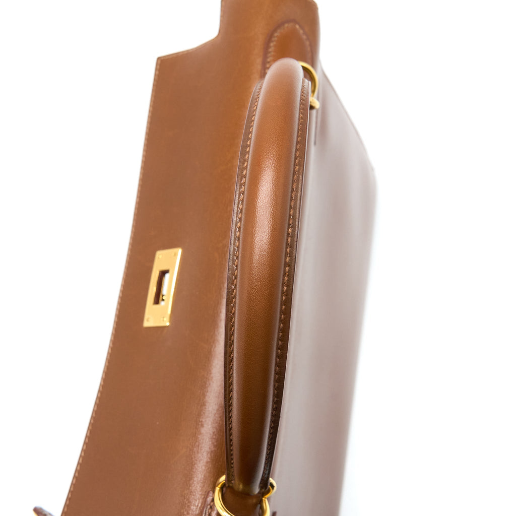 HERMES VINTAGE KELLY 32 BOX BROWN GHW