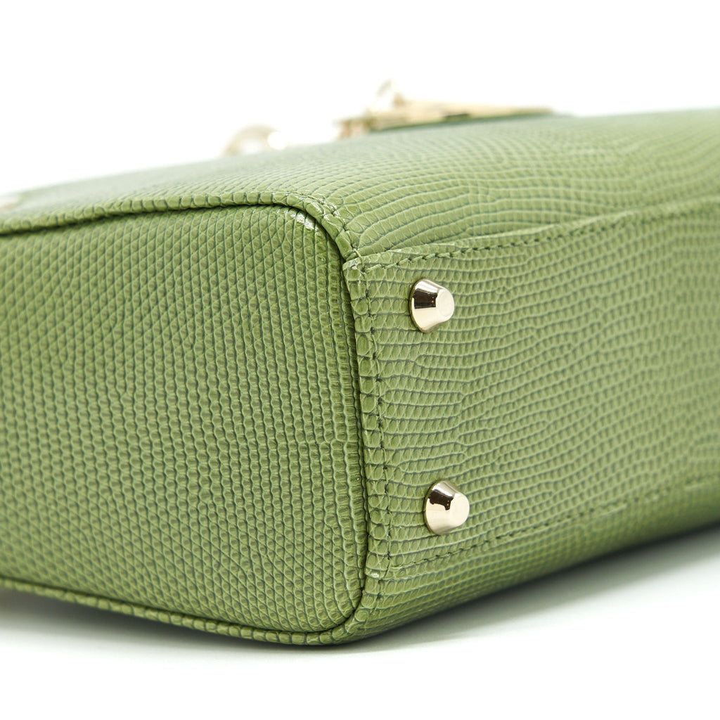 DIOR MINI LADY DIOR LIZARD LIGHT GREEN SHW