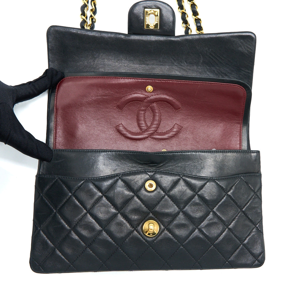 CHANEL VINTAGE FLAP BAG LAMBSKIN BLACK GHW