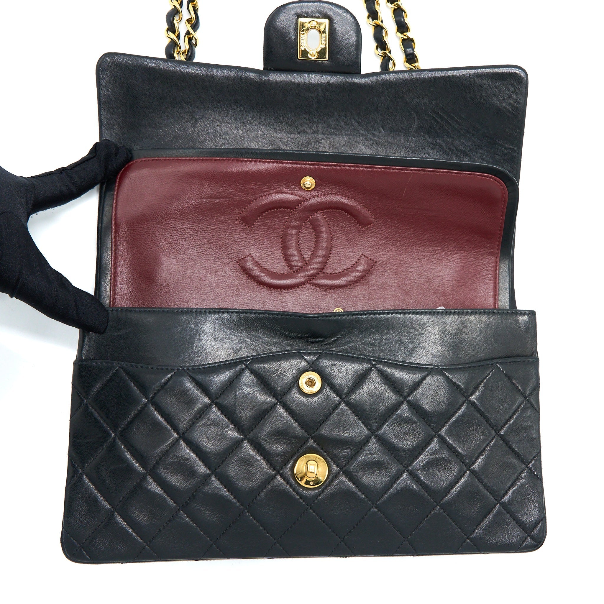CHANEL VINTAGE FLAP BAG LAMBSKIN BLACK GHW