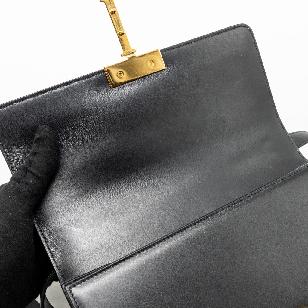 DIOR MEDIUM 30 MONTAIGNE FLAP BAG CALFSKIN BLACK GHW