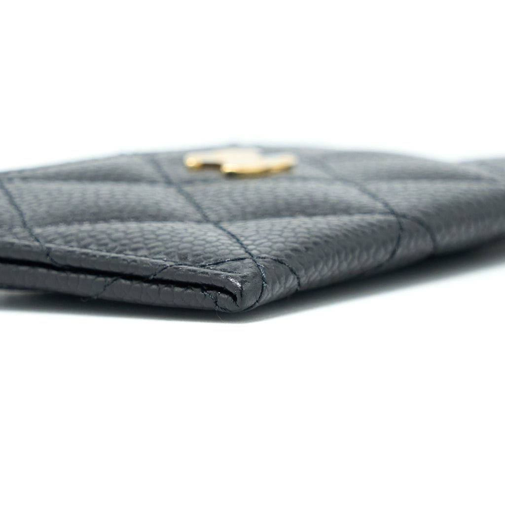 CHANEL CLASS QUILTED CARD HOLDER CAVIAR BLACK GHW