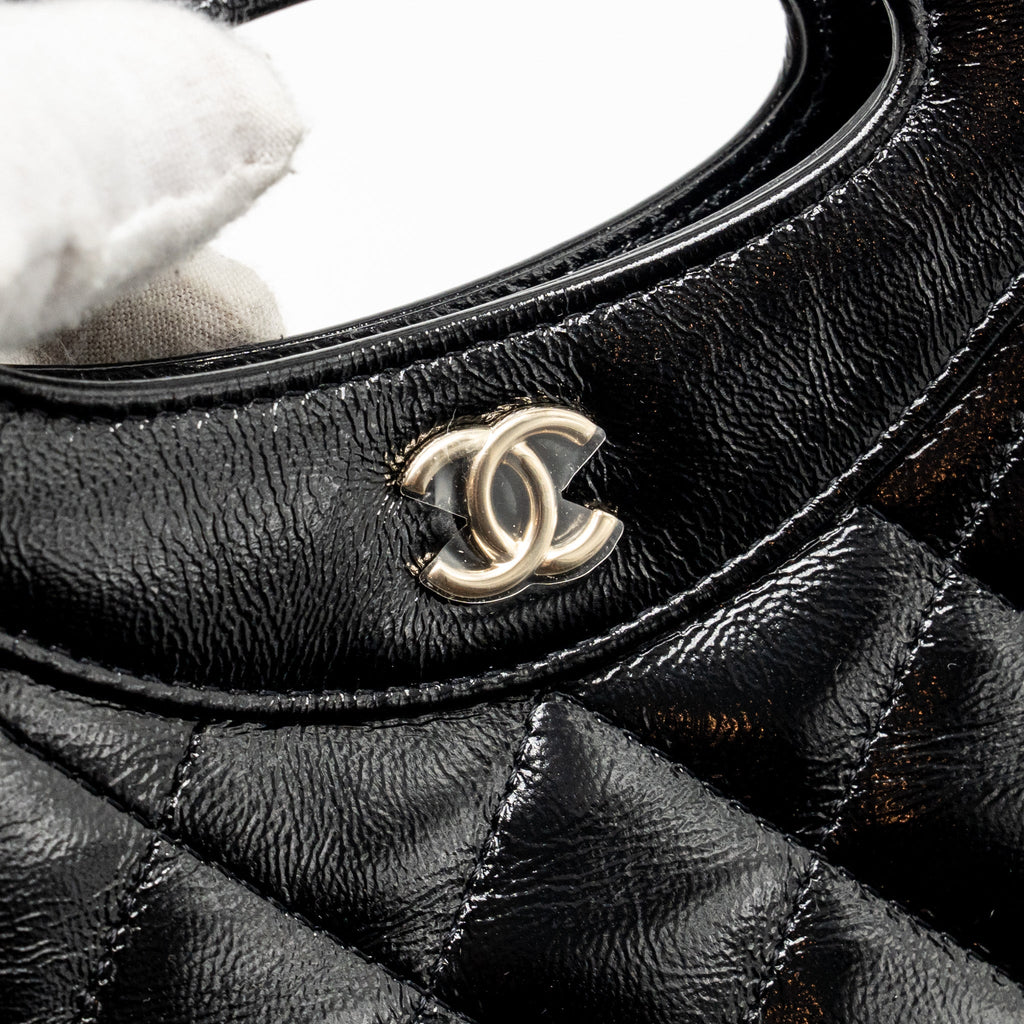 CHANEL MINI 31 CLUTCH WITH CHAIN SHINY LAMBSKIN BLACK LGHW (MICROCHIP)