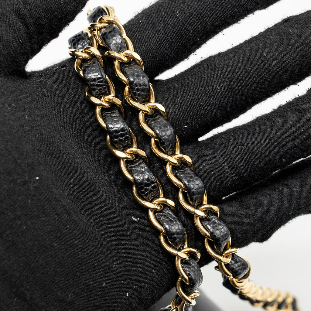 CHANEL SMALL CLASSIC DOUBLE FLAP CAVIAR BLACK GHW (MICROCHIP)