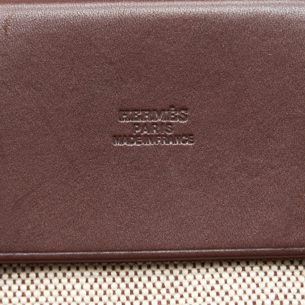 HERMES VINTAGE CANVAS SHOULDER BAG GHW WITH EXCHANGE POCKET