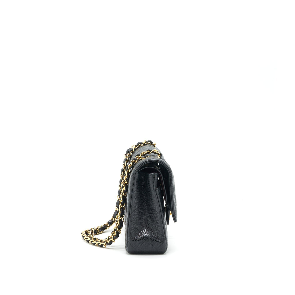 CHANEL MEDIUM CLASSIC DOUBLE FLAP BAG CAVIAR BLACK GHW