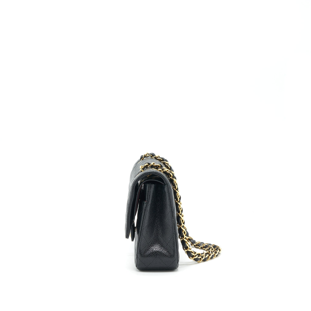 CHANEL MEDIUM CLASSIC DOUBLE FLAP BAG CAVIAR BLACK GHW