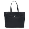 PRADA NYLON TOTE WITH LEATHER HANDLE BLACK SHW