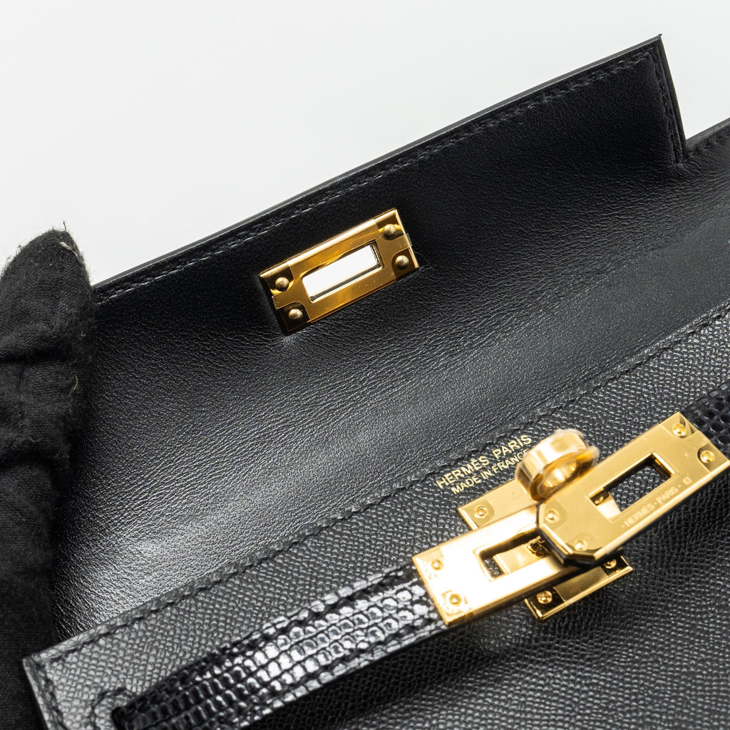 HERMES MINI KELLY II MADAME/LIZARD TOUCH BLACK GHW