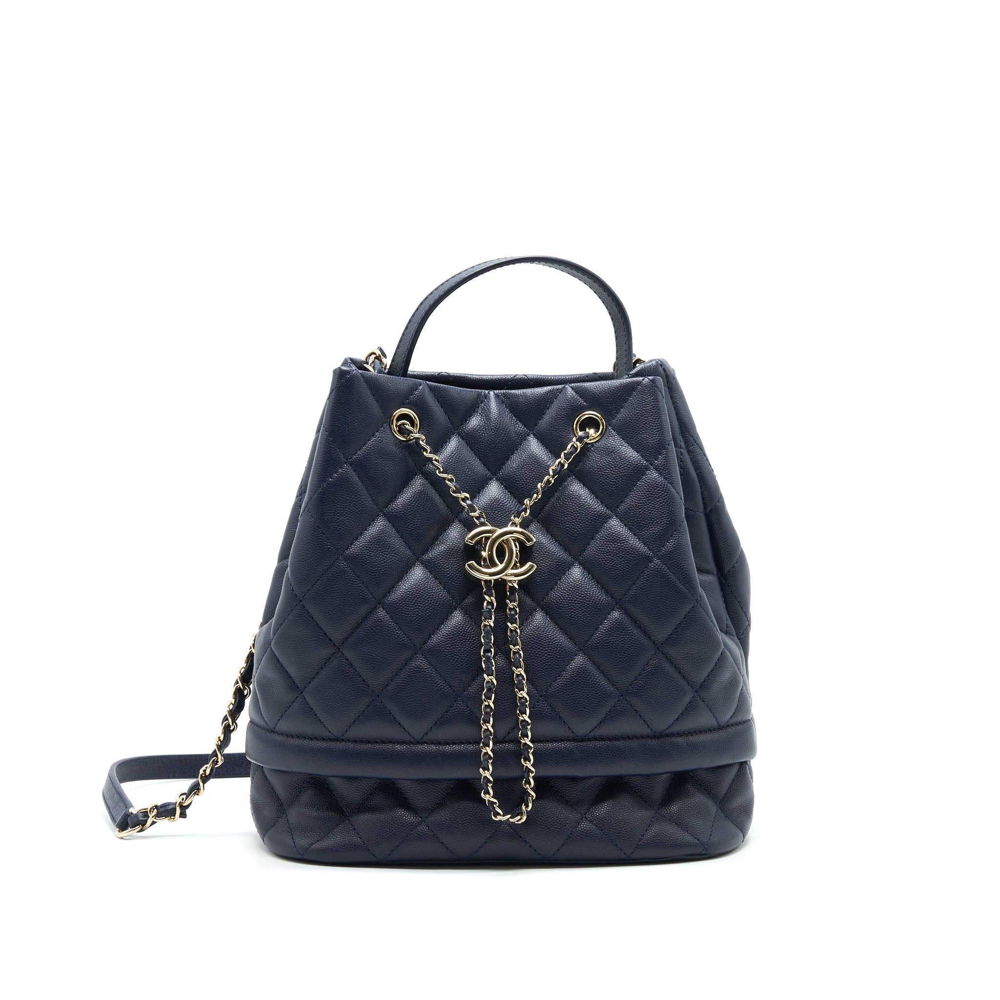 CHANEL BUCKET BAG IN NAVY GHW