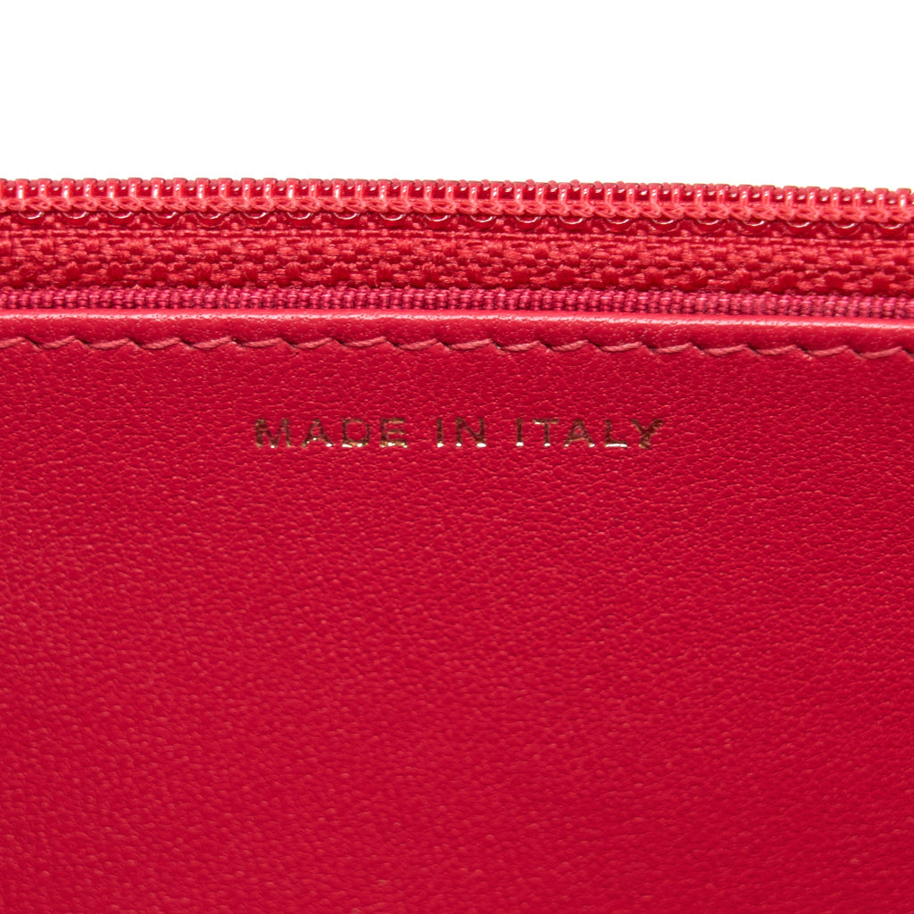 CHANEL CLASSIC WALLET ON CHAIN LAMBSKIN RED GHW