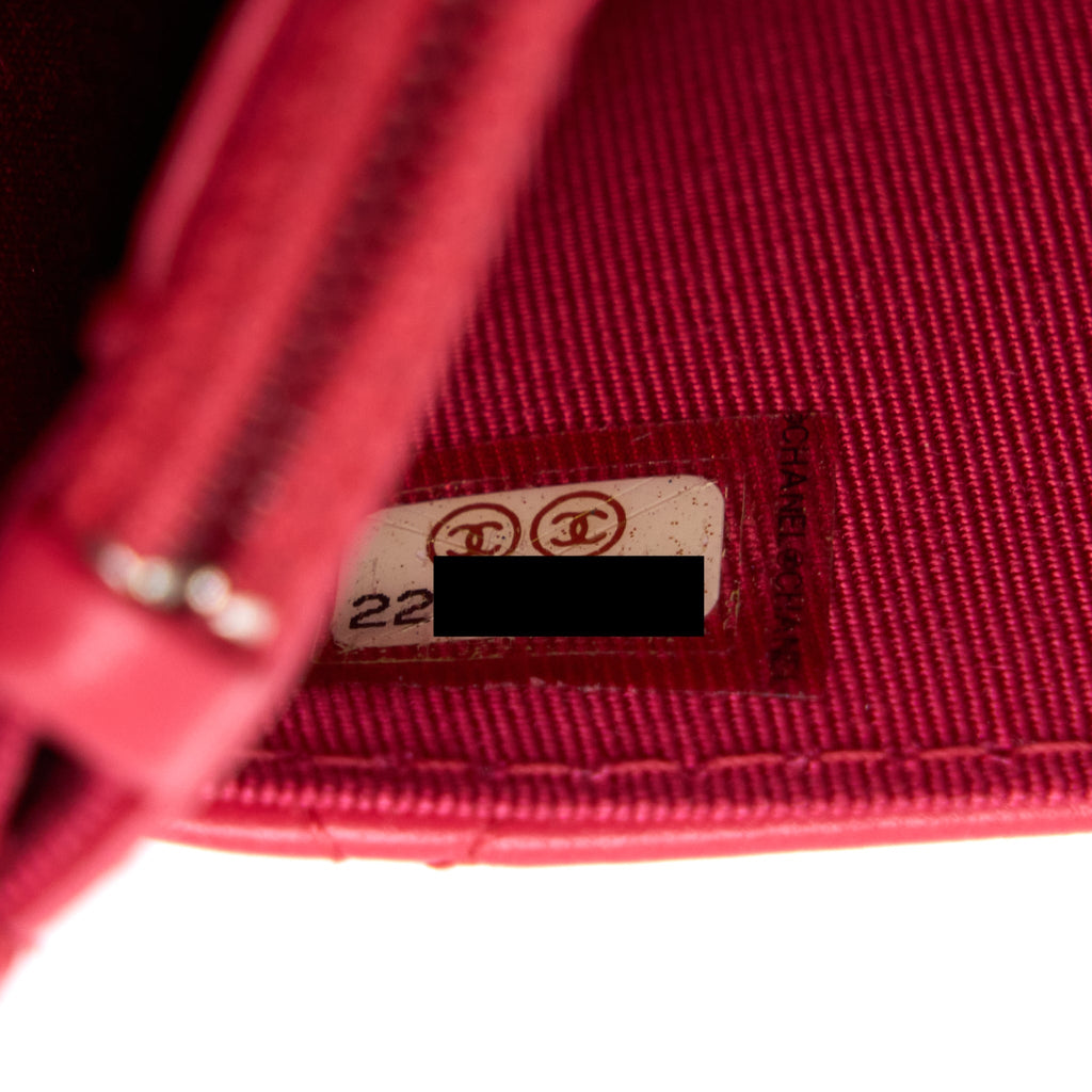 CHANEL CLASSIC WALLET ON CHAIN LAMBSKIN RED GHW