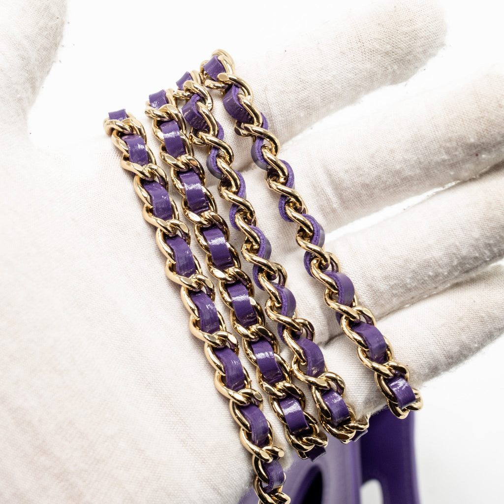 CHANEL MINI 31 CLUTCH WITH CHAIN SHINY CALFSKIN PURPLE LGHW (MICROCHIP)