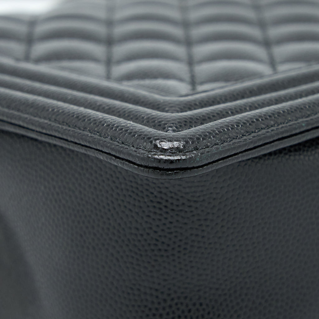 CHANEL BOY BAG 28CM CAVIAR BLACK BRUSHED GHW