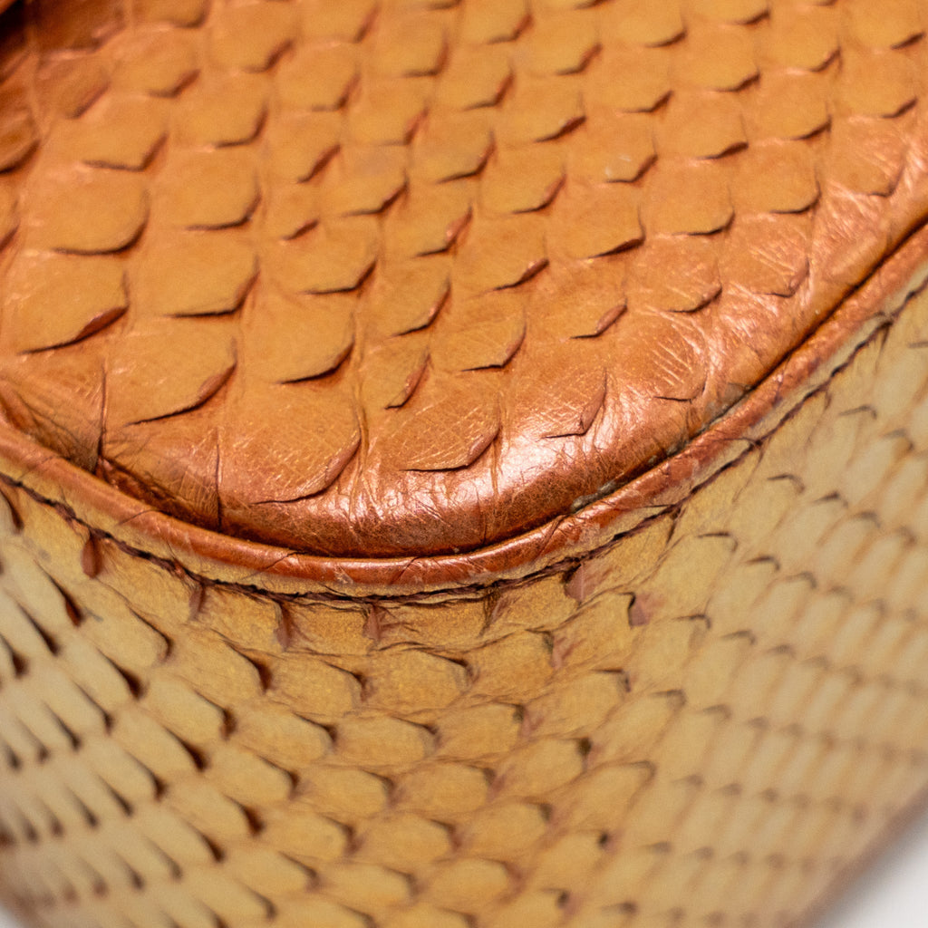 CHANEL CLASSIC DOUBLE FLAP BAG PYTHON LEATHER ORANGE SHW
