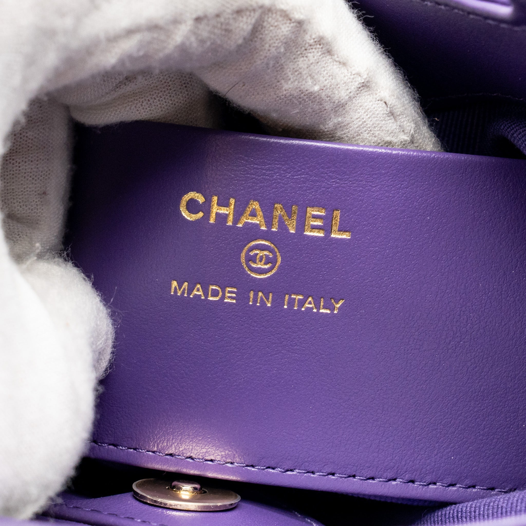 CHANEL MINI 31 CLUTCH WITH CHAIN SHINY CALFSKIN PURPLE LGHW (MICROCHIP)