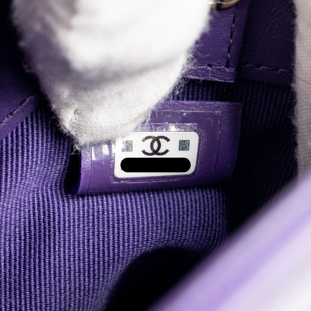 CHANEL MINI 31 CLUTCH WITH CHAIN SHINY CALFSKIN PURPLE LGHW (MICROCHIP)