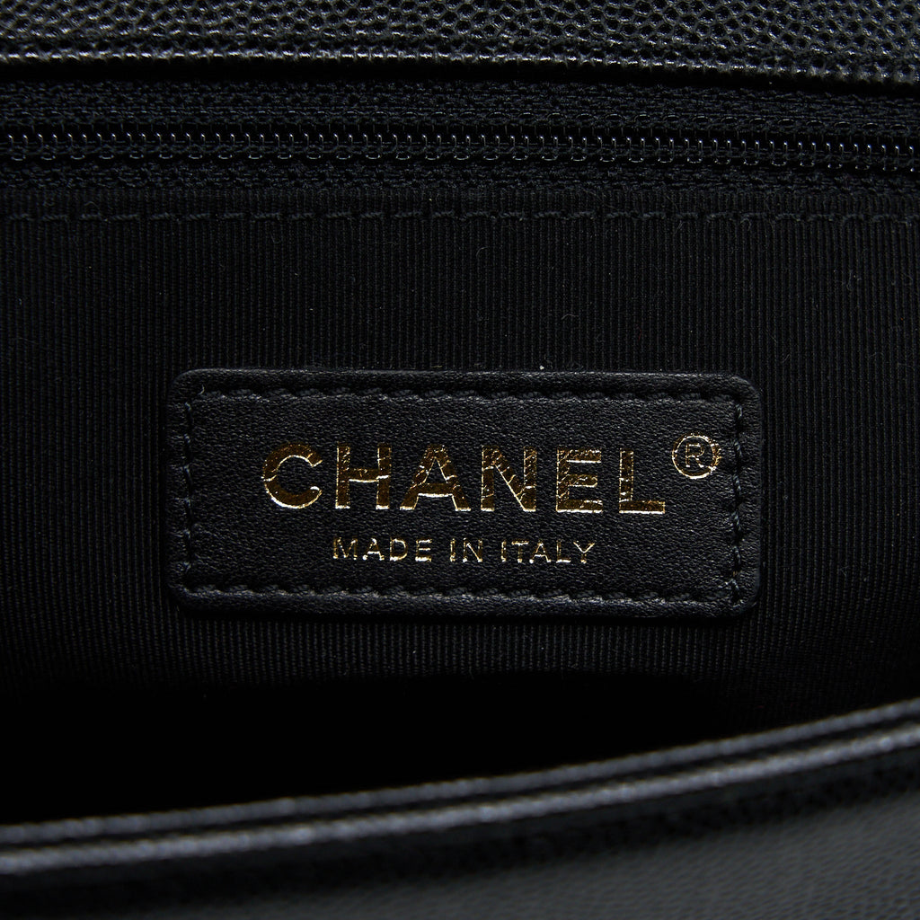 CHANEL BOY BAG 28CM CAVIAR BLACK BRUSHED GHW
