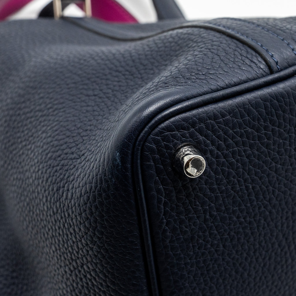 HERMES PICOTIN 18 LOCK BAG CLEMENCE BLUE NUIT / ROSE POURPRE SHW